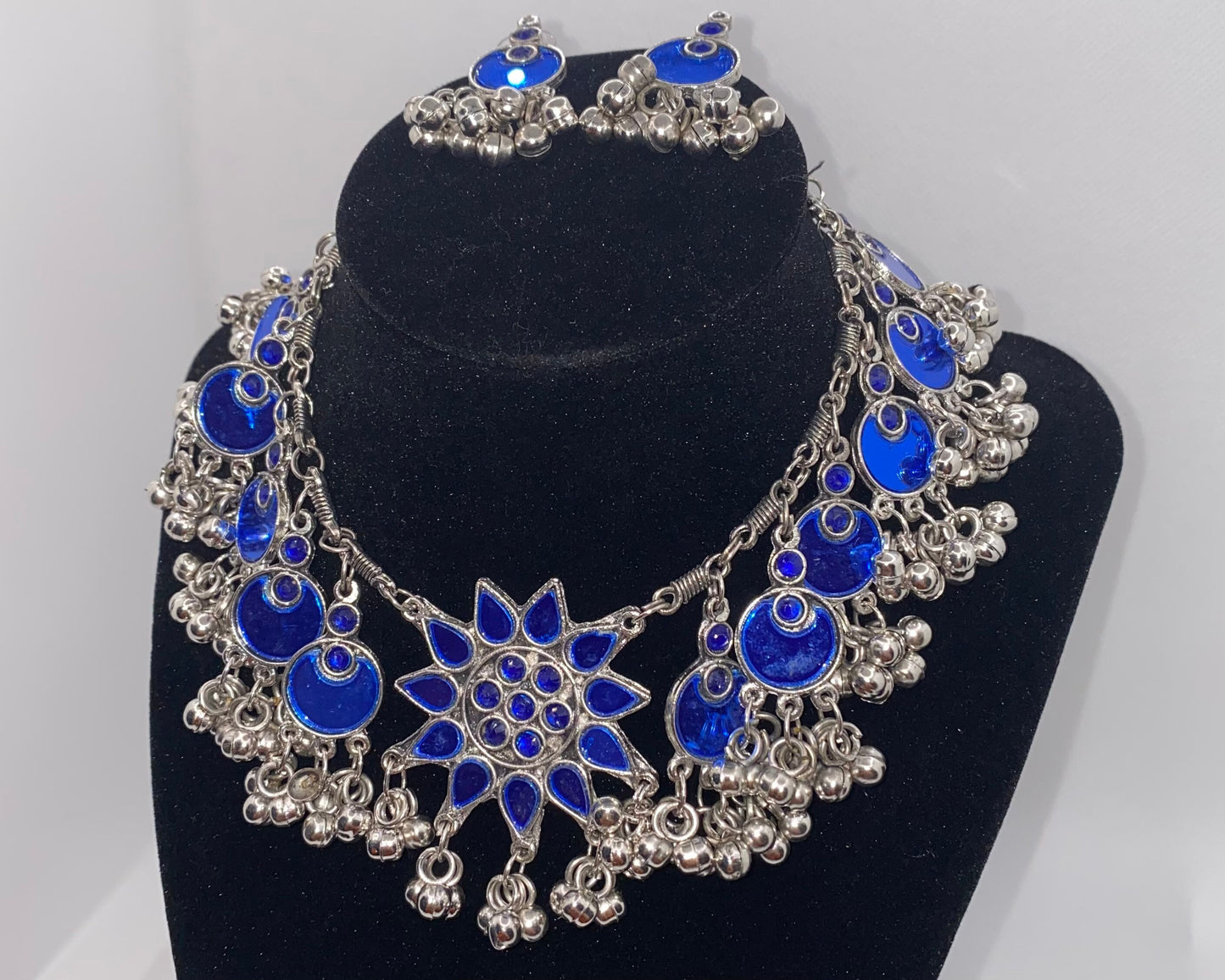 Afghan Flower Mirror Jewelry Set