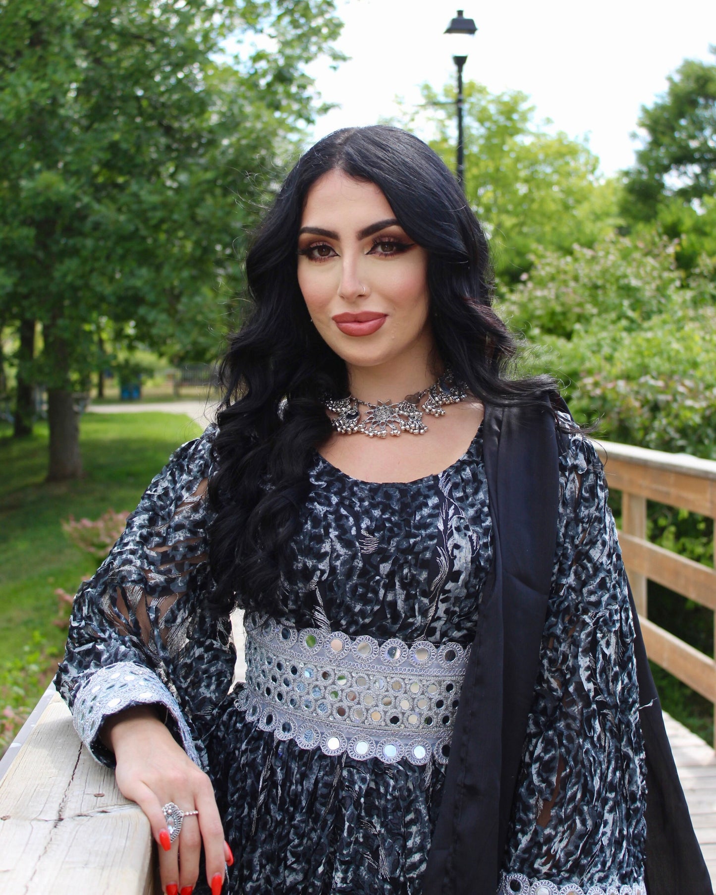 Afghan Flower Mirror Jewelry Set