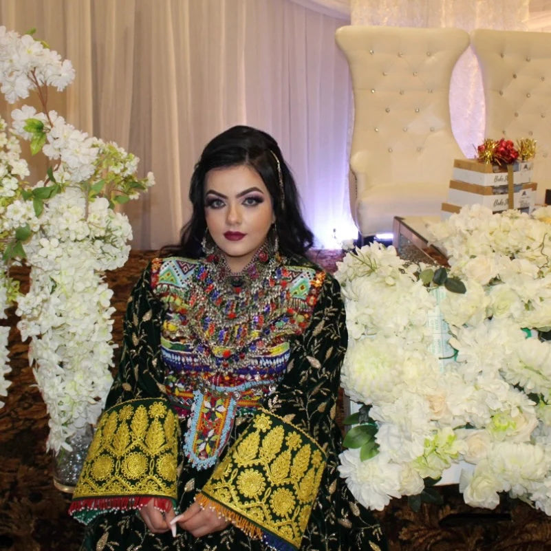Afghan Vintage Green Nikkah Dress