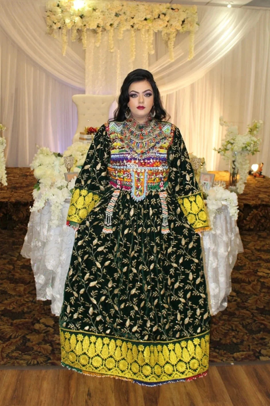 Afghan Vintage Green Nikkah Dress