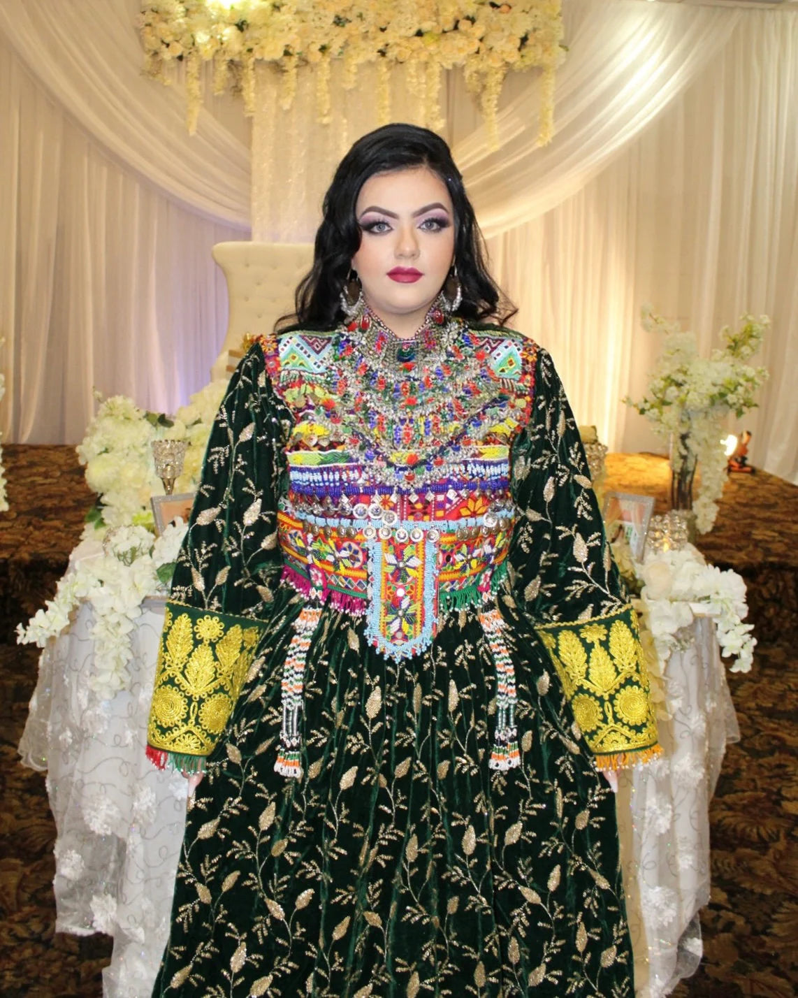 Afghan Vintage Green Nikkah Dress