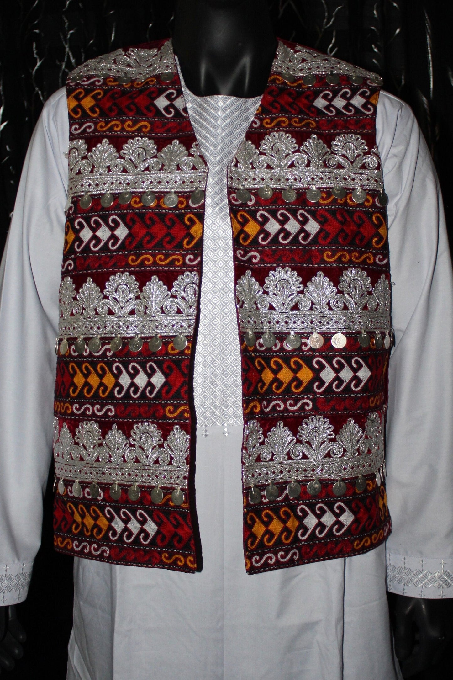 Afghan Mens Vest - Munib (Silver)