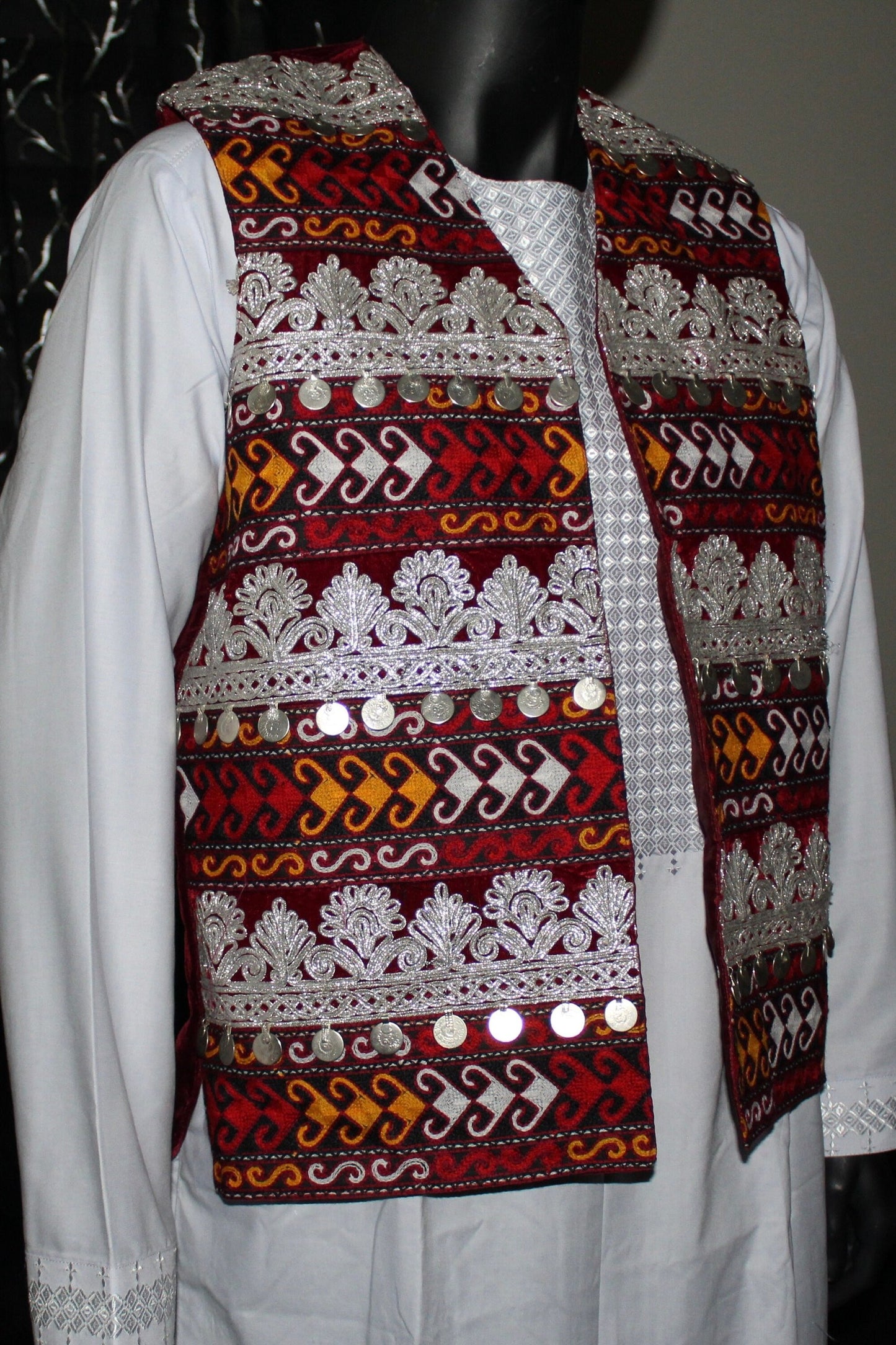 Afghan Mens Vest - Munib (Silver)